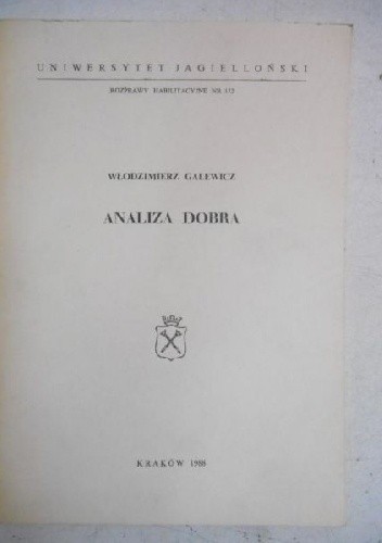 Analiza dobra - Włodzimierz Galewicz