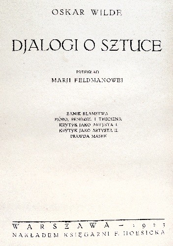 Djalogi o sztuce - Oscar Wilde