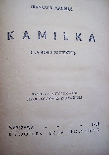 Kamilka - François Mauriac