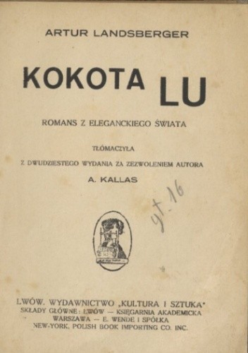 Kokota Lu : romans z eleganckiego świata - Artur Landsberger