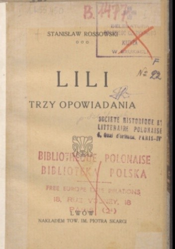 Lili: trzy opowiadania - Stanisław Rossowski