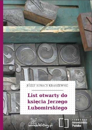 List otwarty do księcia Jerzego Lubomirskiego - Józef Ignacy Kraszewski