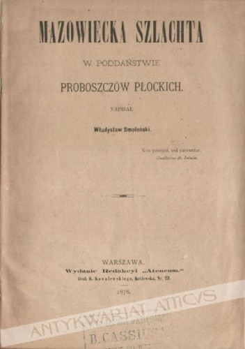 Mazowiecka szlachta w poddaństwie proboszczów płockich - Władysław Smoleński