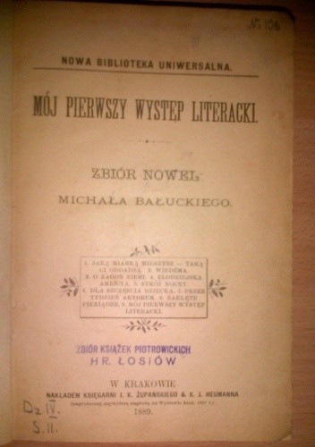 Mój pierwszy występ literacki. Zbiór nowel. - Michał Bałucki