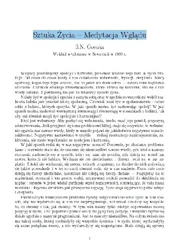 Sztuka życia - medytacja wglądu - Satya Narayan Goenka